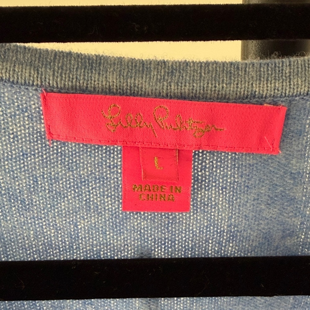 Lilly Pulitzer Rica Cashmere Blue Block Fringe Sweater - Picture 4 of 9